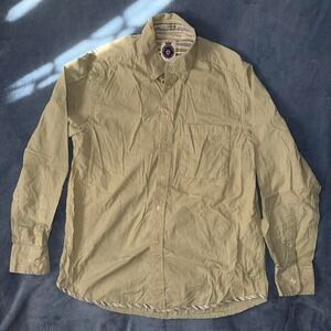Southbridge New York London green striped button up shirt men Size M